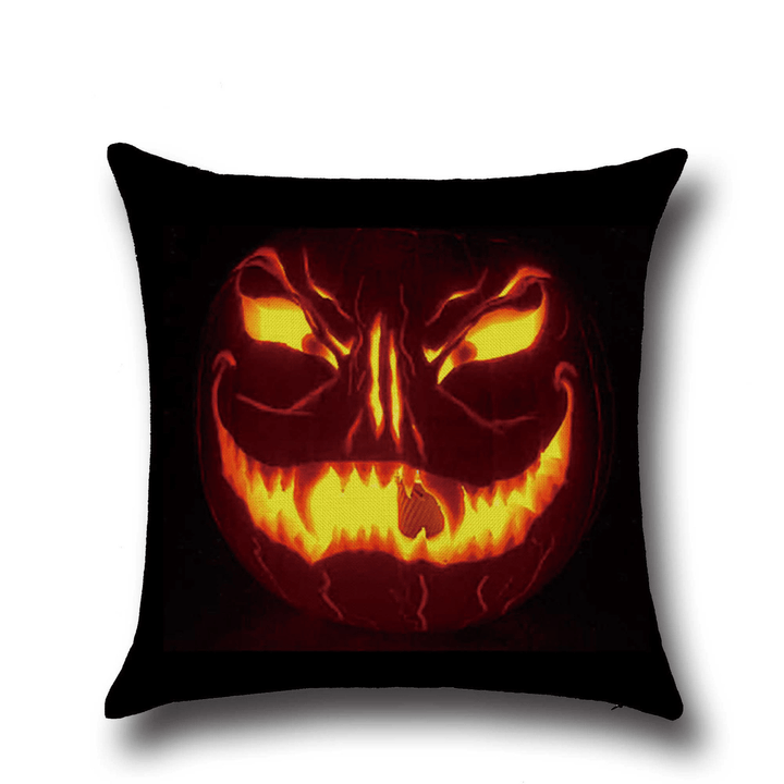 Halloween Horrible Pumpkin Light Pattern Pillowcase Cotton Linen Throw Pillow Cushion Cover Seat Home Decoration Sofa Decor - MRSLM