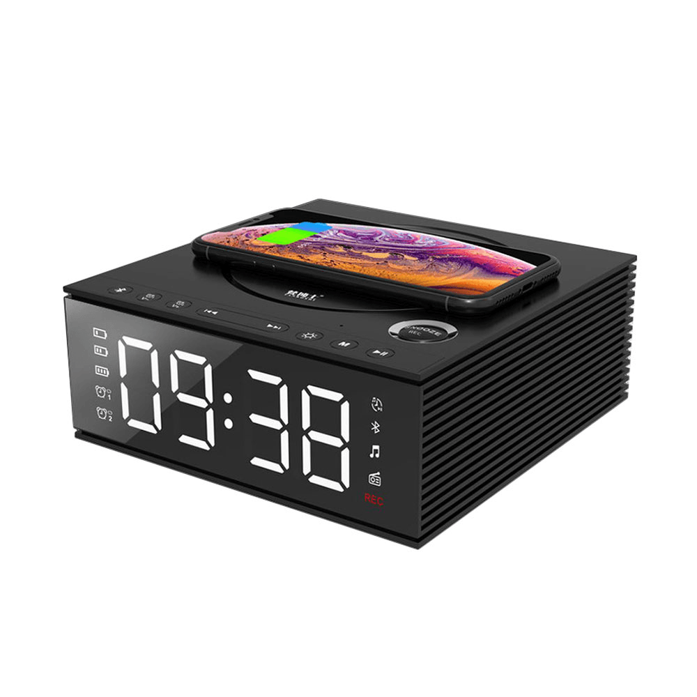 J21S Multifunctional Bluetooth Speaker Phone Wireless Charger FM Radio DIY Alarm Clock Music Record - MRSLM