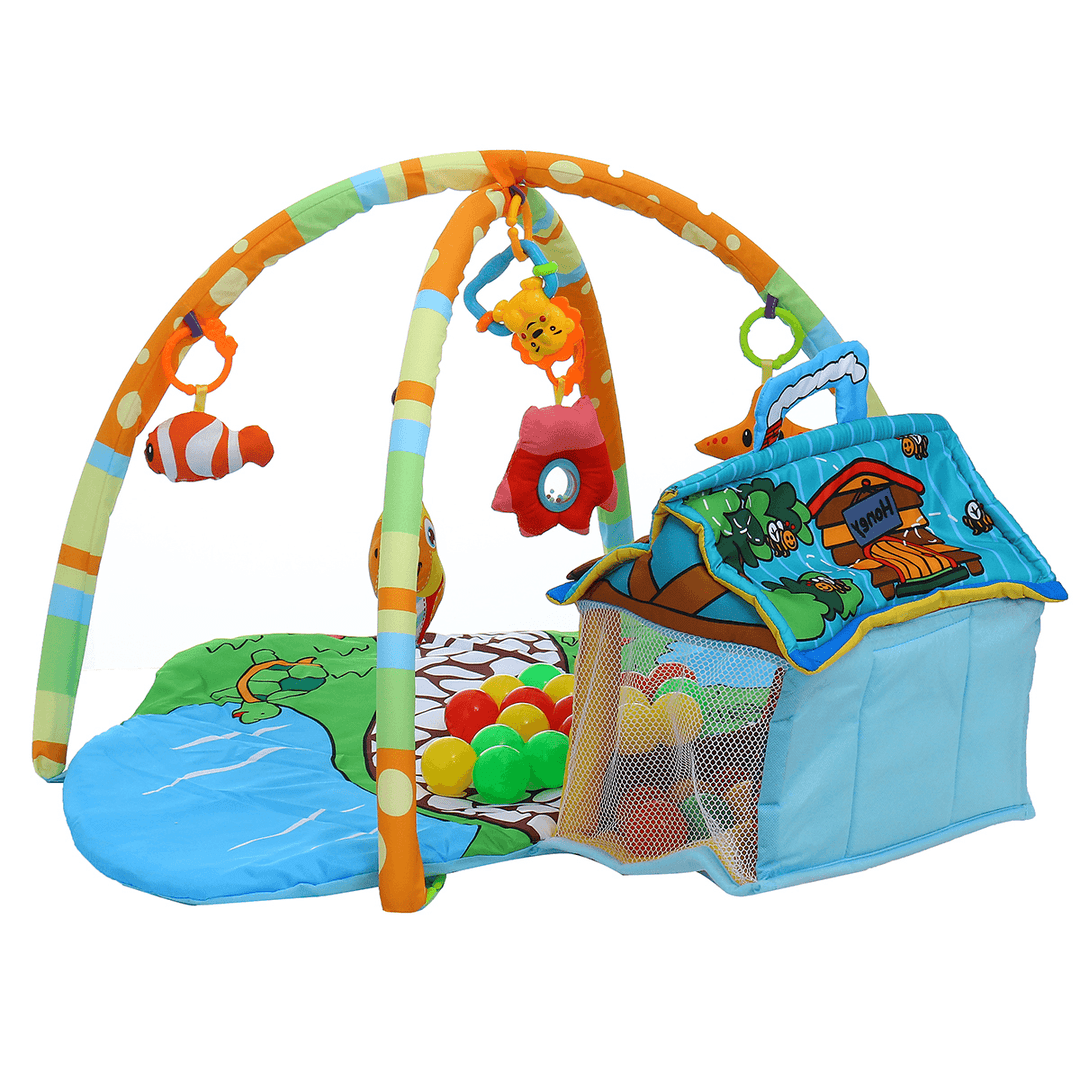 Kids Portable&Foldable Play Mat Children Gym Playmat Fitness Music Fun Piano Game Pad Playhouse with Balls - MRSLM