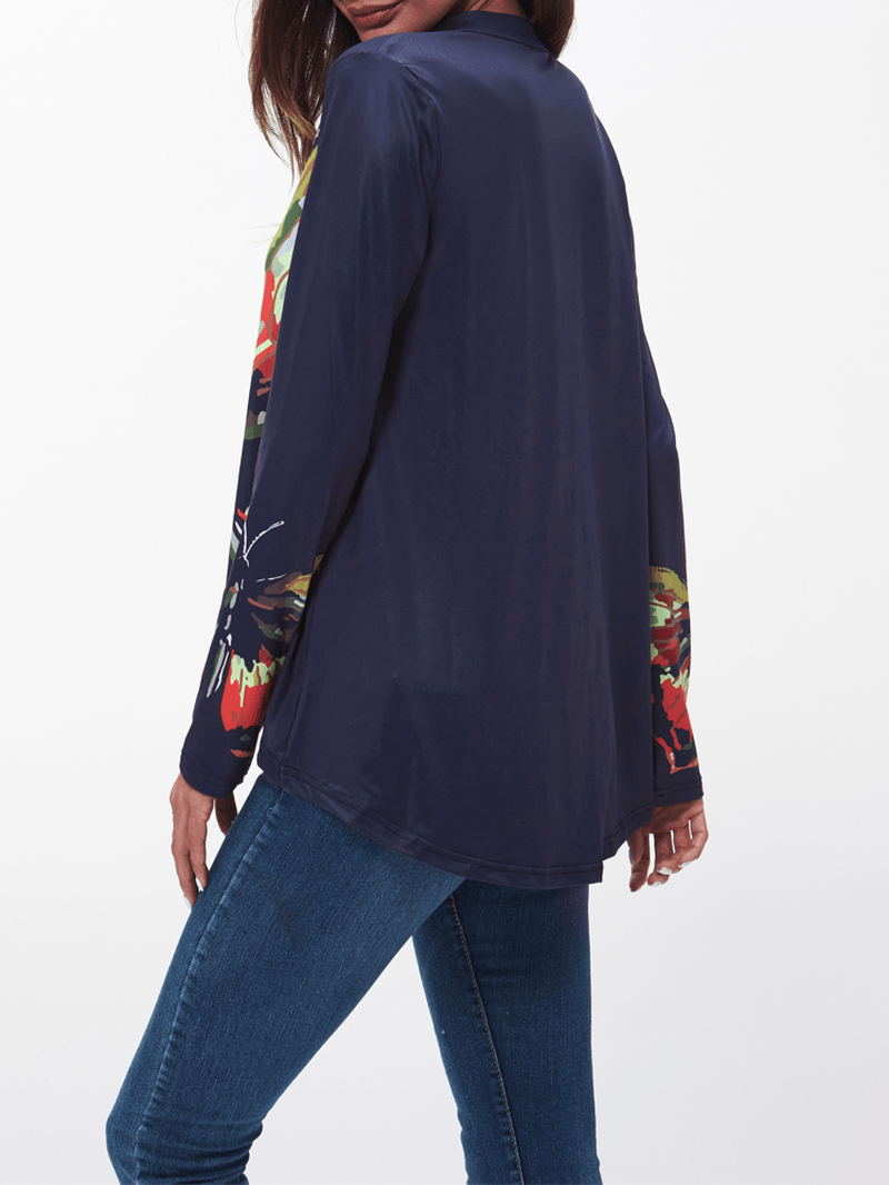 Floral Print Irregular Chiffon Blouse - MRSLM