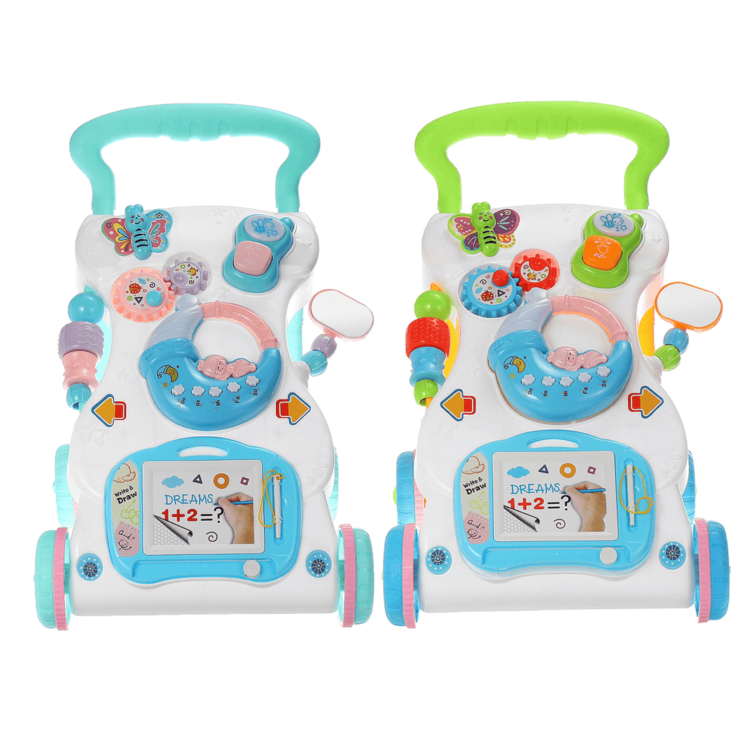 Baby Adjustable Speed Walker Multifuctional Toddler Kids Learning Walking Musical Piano Drawing Gift - MRSLM