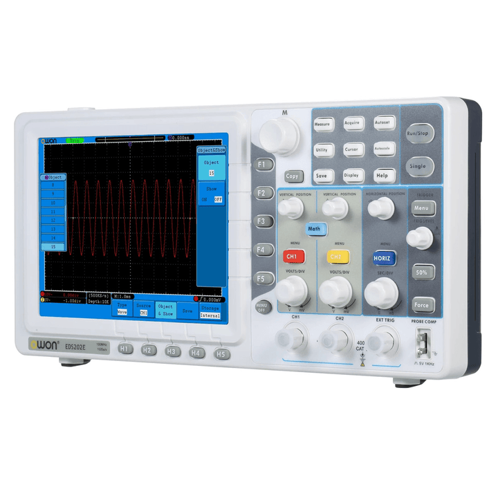 Owon EDS202E/EDS202E-V 2-CH 100Mhz 1Gs/S Digital Storage Oscilloscope with 8-Inch LCD Display 10M Memory Handheld Portable Oscillometer - MRSLM