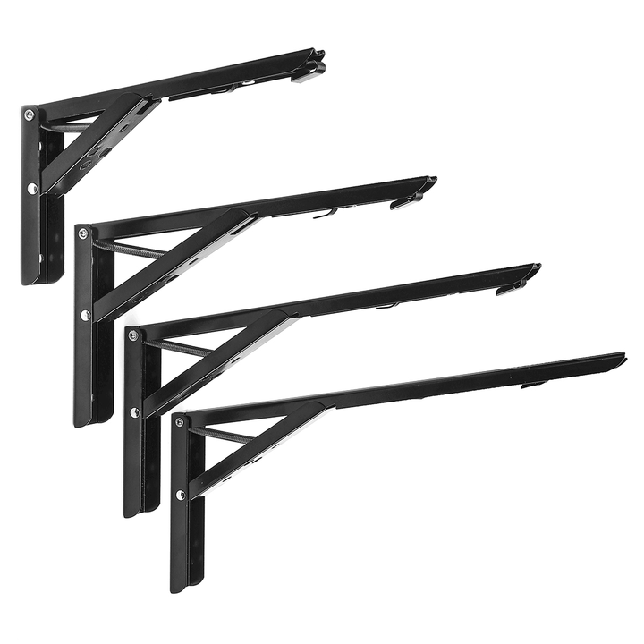 2Pcs 12" L-Shaped Folding Triangle Bracket Storage Table Wall Shelf Bracket Bathroom Shelf - MRSLM