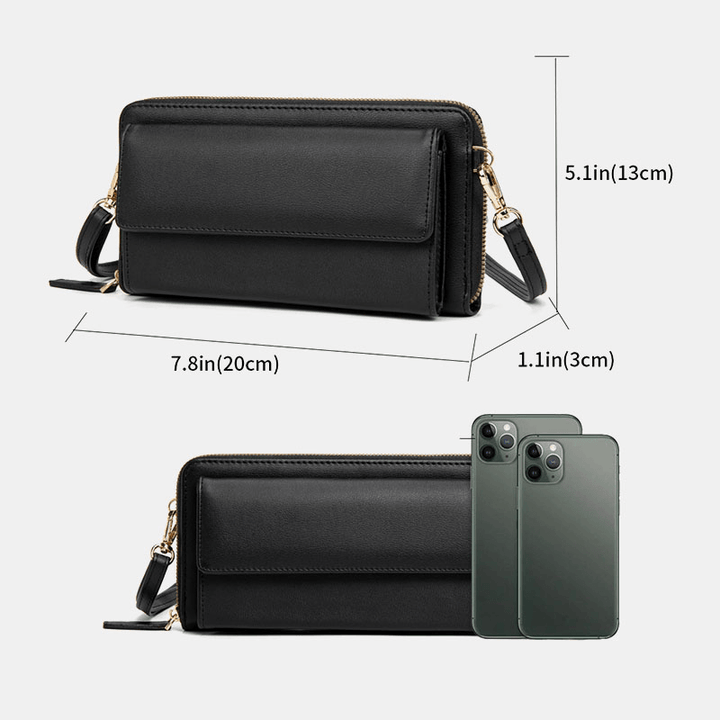 Women PU Leather Multifunction RFID Anti-Theft 6.5 Inch Touch Screen Phone Bag 16 Card Slots Crossbody Bag - MRSLM