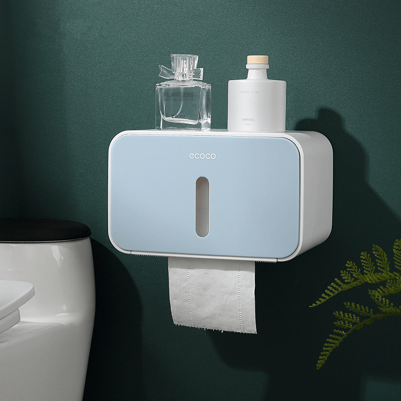 Toilet Paper Holder Shelf Waterproof Bathroom Roll Napkin Box Wall Mounted Tissue Case - MRSLM