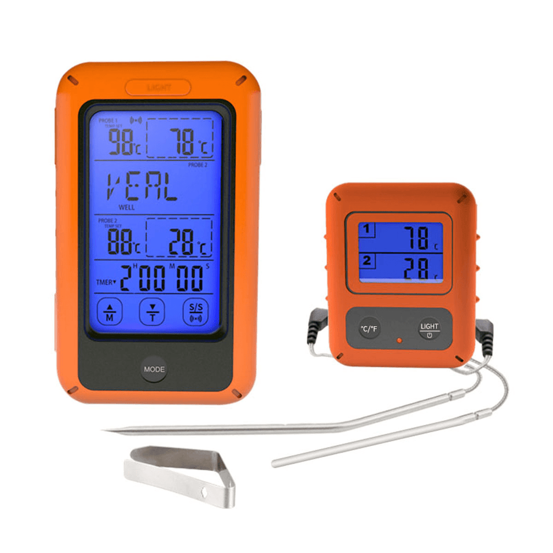 TS-TP20 Remote Wireless Touch Screen Food Dual Temperature Probe Digital Thermometer Large Screen with Timer Digital Meat BBQ Oven Thermometer - MRSLM