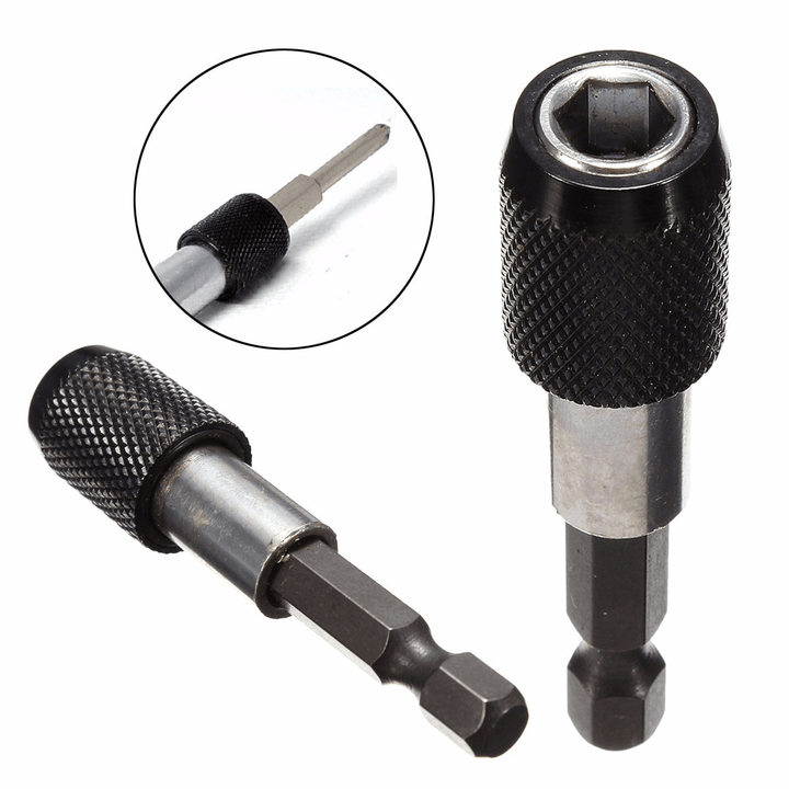 1PC Black 1/4" Hex Shank 60Mm Quick Release Magnetic Screwdriver Bit Holder - MRSLM