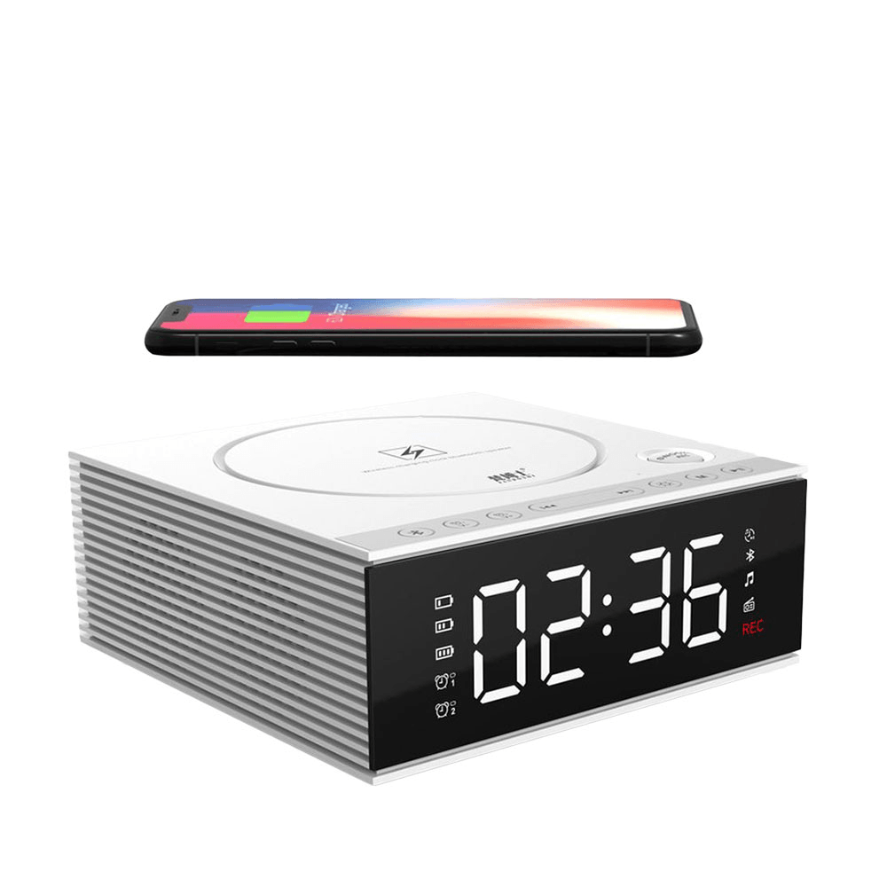 J21S Multifunctional Bluetooth Speaker Phone Wireless Charger FM Radio DIY Alarm Clock Music Record - MRSLM