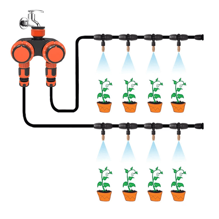 Automatic Garden Water Timer Plastic Double Head 2 Hours Water Controller 2 Way Hose Splitters Home Irrigation System - MRSLM