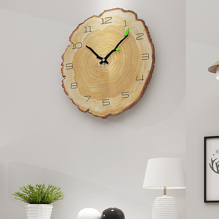 MW002 Creative Wooden Pattern Wall Clock Mute Wall Clock Quartz Wall Clock for Home Office Decorations - MRSLM