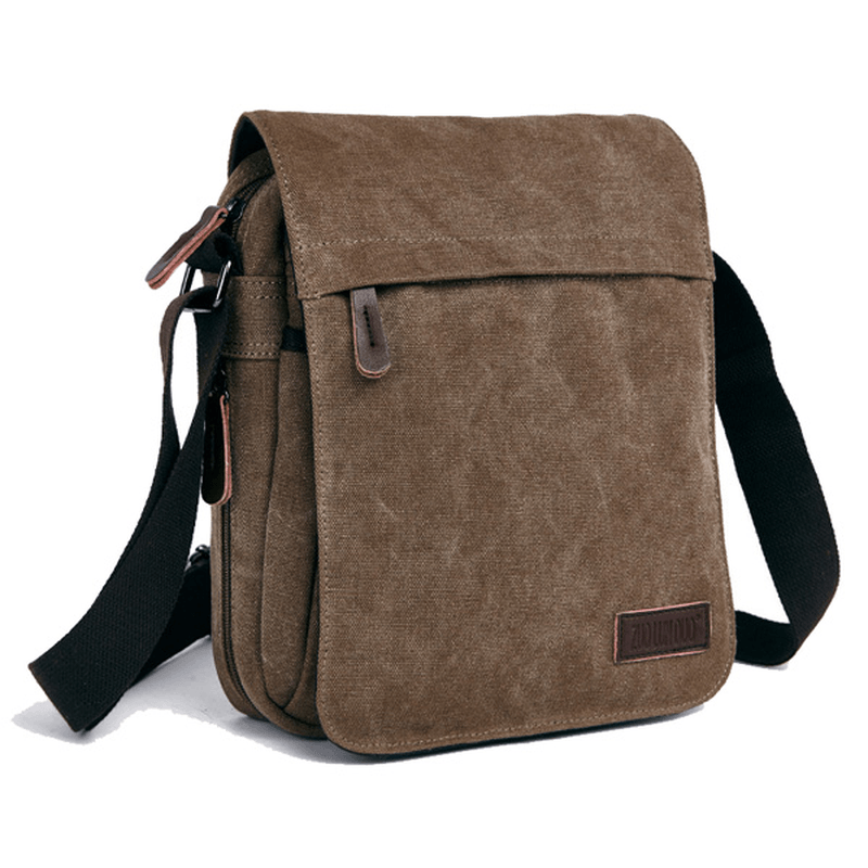 Men Women Canvas Leisure Multi Pocket Crossboby Bag Capacity Shoulder Bag - MRSLM