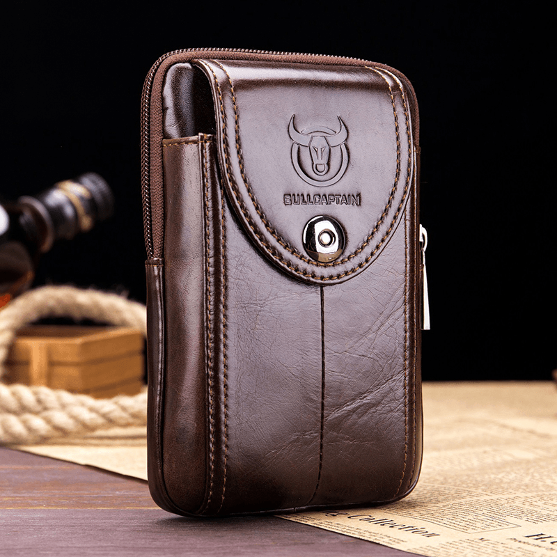 Bullcaptain Genuine Leather Phone Bag Waist Bag Business Bag for Men - MRSLM