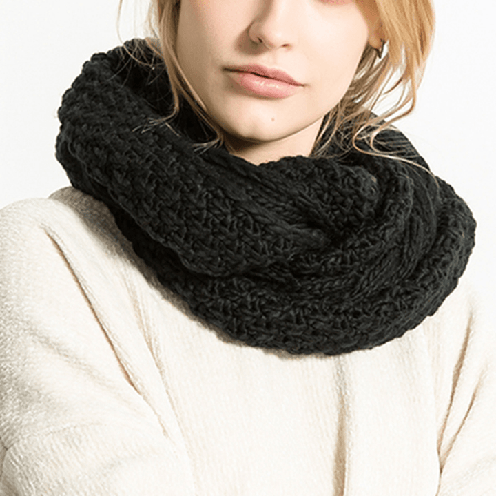 Women Solid Knitted Collar Scarves Warm Neck Scarves - MRSLM