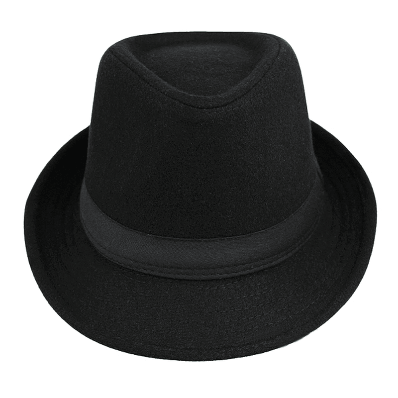 Unisex Jazz Cap Vintage Woolen Bucket Trilby Brim Fedora Panama Hat - MRSLM