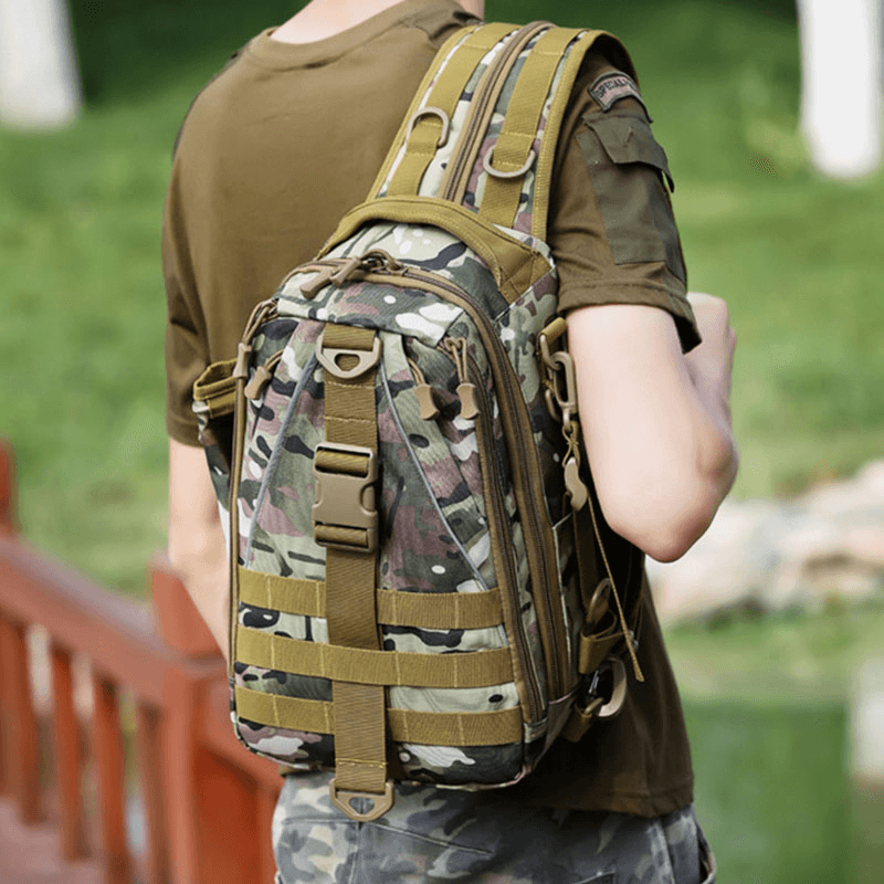 Men Multifunction Tactical Backpack Casual Sling Crossbody Bag Shoulder Bag Chest Bag for Outdoor - MRSLM