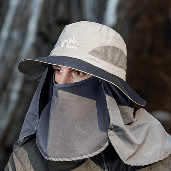 Men Outdoor Hinking Hat Summer Protection Cover Face Visor Outdoor Fishing Hat - MRSLM