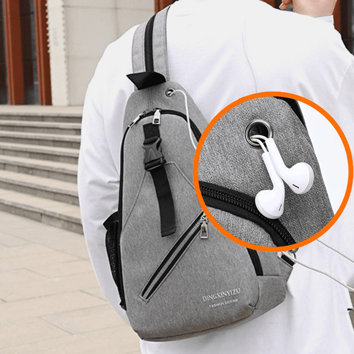 Men Multifunction Waterproof USB Chargeable Headphone Hole Chest Bags Backpack Shoulder Bag Crossbody Bags - MRSLM