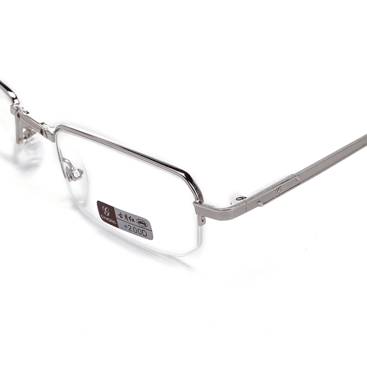 Unisex Full Metal Frame Foldable Easy Carry Convenient HD Reading Glasses Presbyopic Glasses - MRSLM