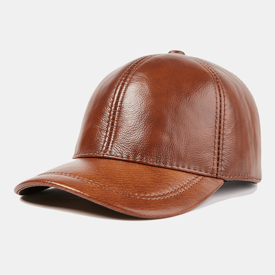 Men'S Genuine Cowhide Leather Hat Outdoor Casual Top Layer Cowhide Baseball Cap - MRSLM