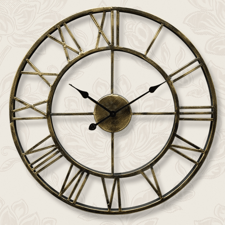 Creative Wall Clock Living Room round Hollow Out Cafe Bar Wrought Metal Vintage Wall Clock - MRSLM