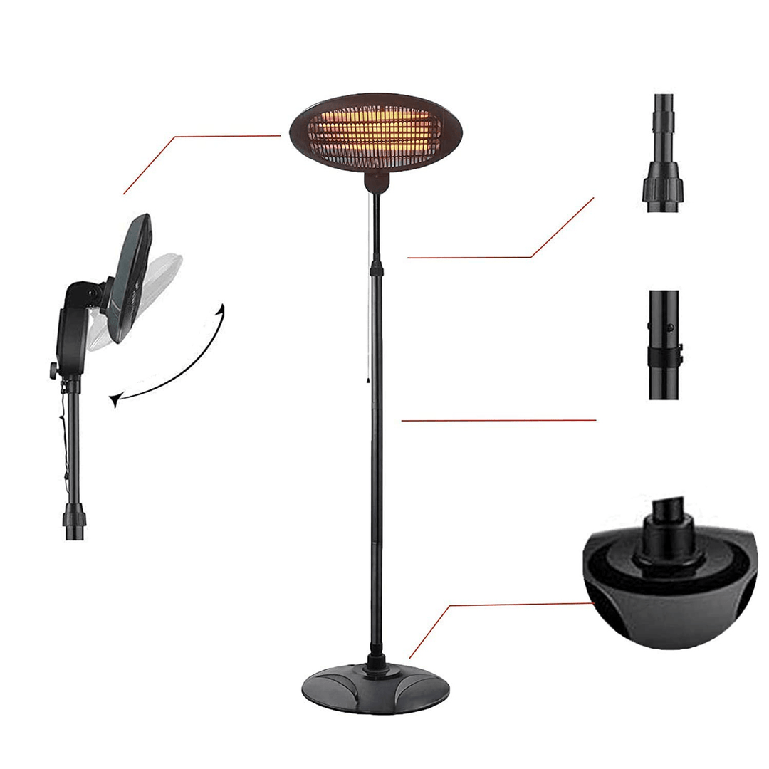 Outdoor Patio Electric Heater 3-Modes Winter Heaters with Overheat Protection for Camping Courtyard Garage 1500W/2000W - MRSLM