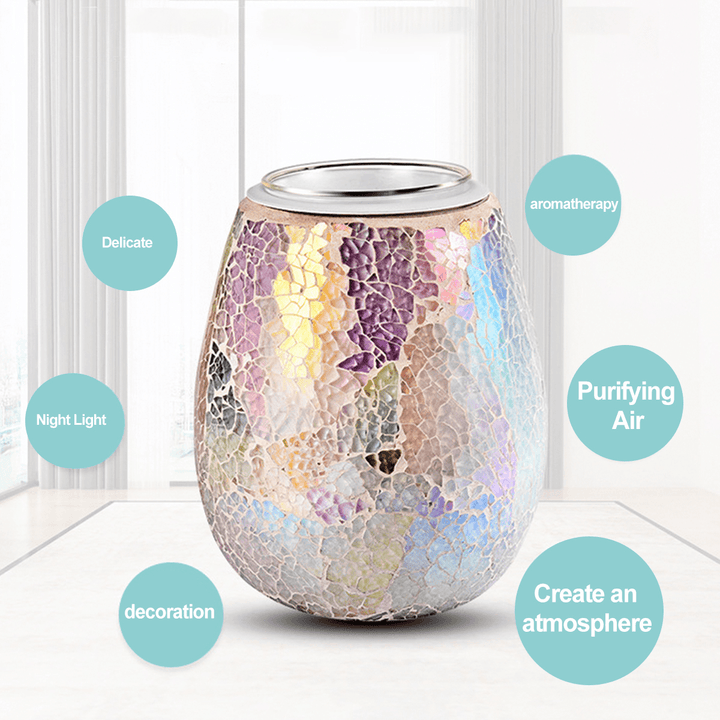 3D Glass Electric Aromatherapy Lamp Crackle Pattern Colorful Lights Home Aromatherapy Machine - MRSLM