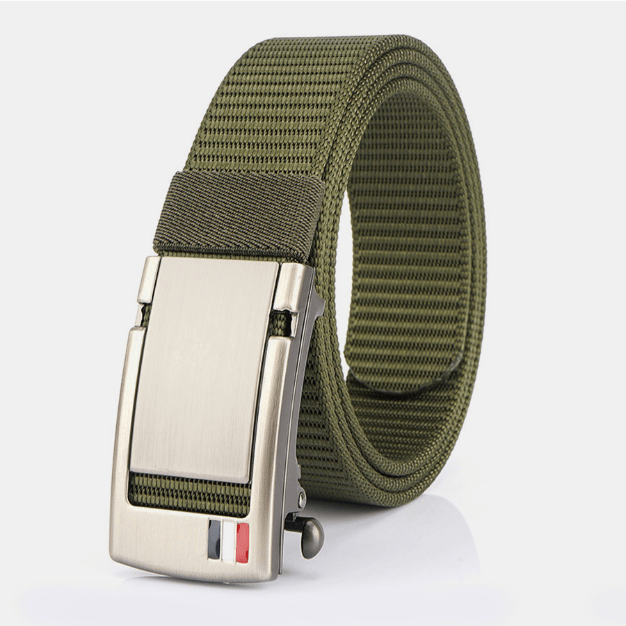 Men Nylon 120CM Holeless Automatic Buckle Alloy Universal Outdoor Casual Belt - MRSLM