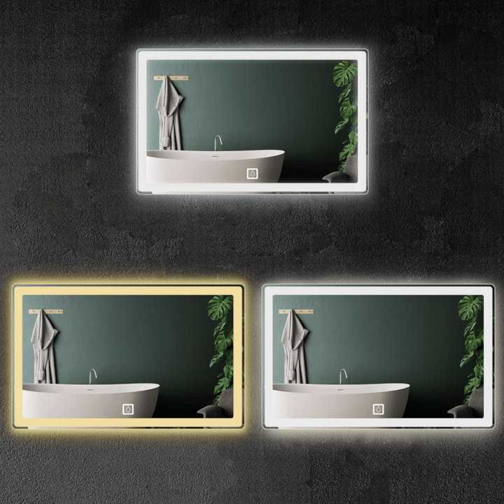 YIKOLA Bathroom Mirror with LED 3 Lighting Modes Defog Function Touch Control Makeup Mirror - MRSLM