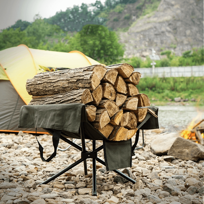 Ipree® Outdoor Campfire Firewood Rack Collection Bag Aluminum Alloy Lightweight Camping Portable Firewood Storage Bag - MRSLM