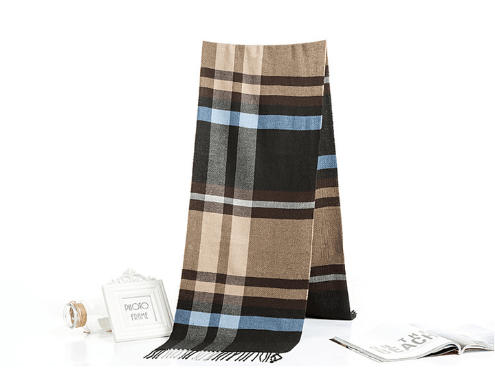 All-Match Simple Men'S Plaid Warm Scarf - MRSLM