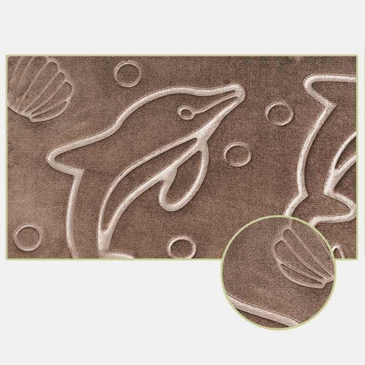 2Pcs 3D Dolphin Flannel Toilet Lid Bath Rugs Soft Floor Home anti Slip Shower Carpets Bathroom Mat Set - MRSLM