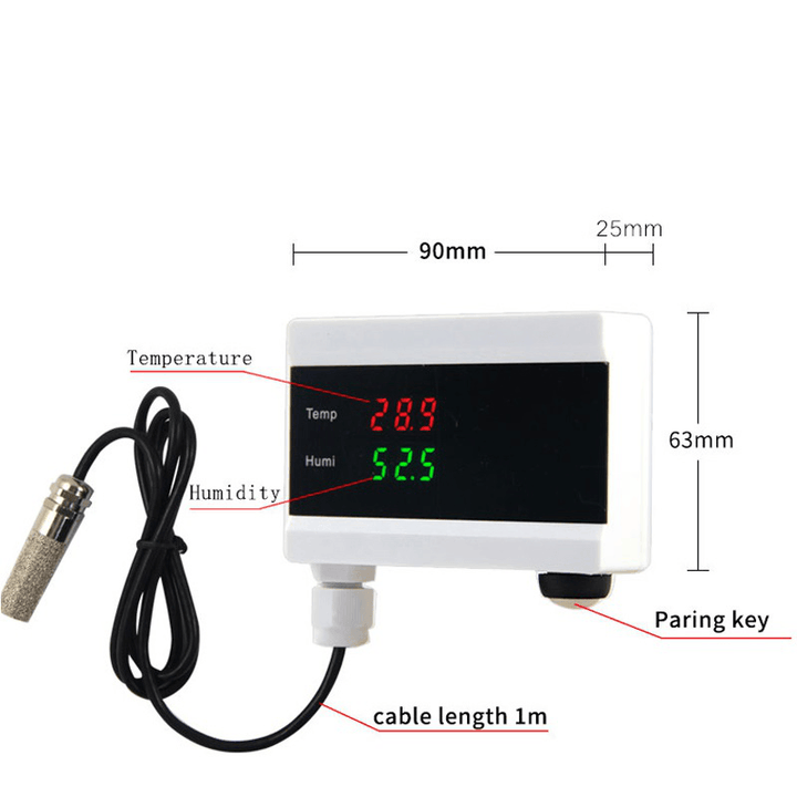 WIFI Smart Temperature Humidity Alarm Sensor Thermometer Hygrometer Detector Home Digital Display Android App Alert - MRSLM