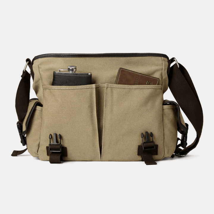 Men Vintage Large Capacity Wear-Resistant Canvas Crossbody Bag Casual Shoulder Bag - MRSLM