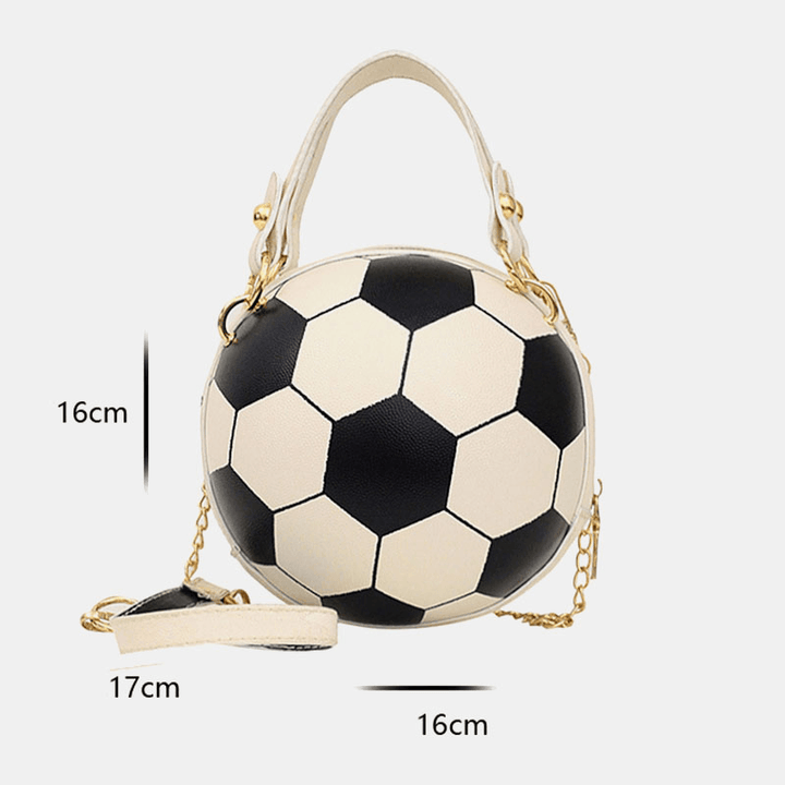 Women Unique Design Basketball Football Look Mini round Bag Hangbag Fashion Adjustable Shoulder Bag Cross Body Bag - MRSLM