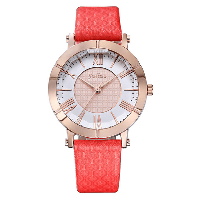 JULIUS 789 Fashion Luxury Leather Strap Ladies Student Quartz Watch - MRSLM