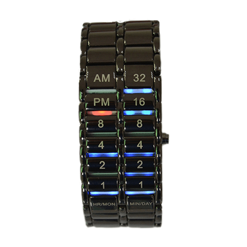 LED Display Couple Watch Luminous Calendar Electronic Digital Watches Metal Chain Watch - MRSLM