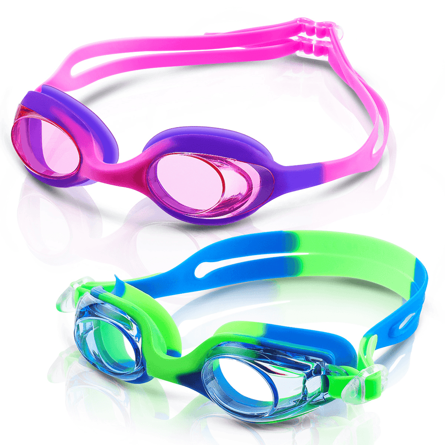 CAMTOA 2Pair Children'S Swimming Goggles with Mesh Bag Silicone Anti-Fog Protection Goggles for Kids - MRSLM