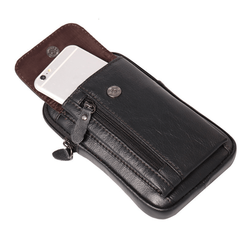 Genuine Leather 5.5-7″ Cell Phone Bag Waist Bag Crossbody Bag for Men - MRSLM