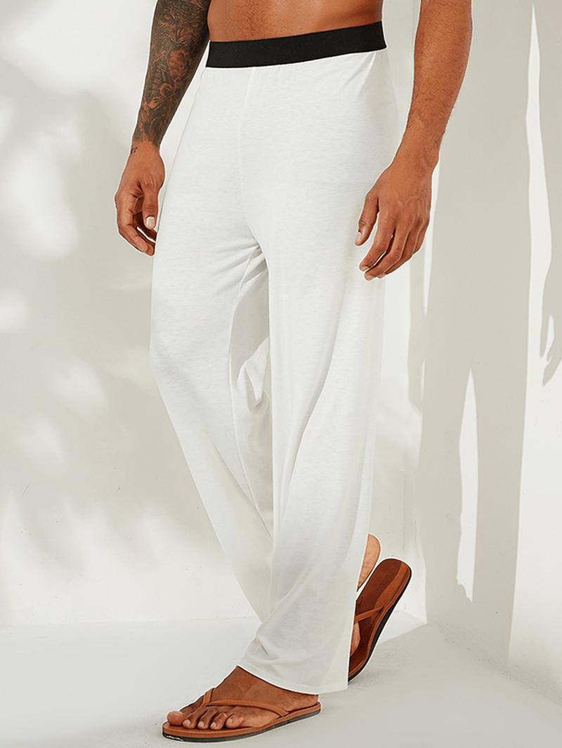 Men Soft Thin Casual Stretch Cotton Pajama Pants Simple Lounge Pants - MRSLM