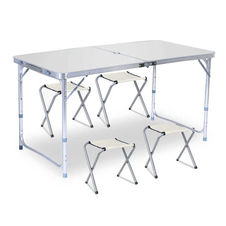 120X60Cm Portable Aluminum Alloy Folding Table Chair Height Adjustable Indoor Outdoor BBQ Camping Picnic Table Kit - MRSLM