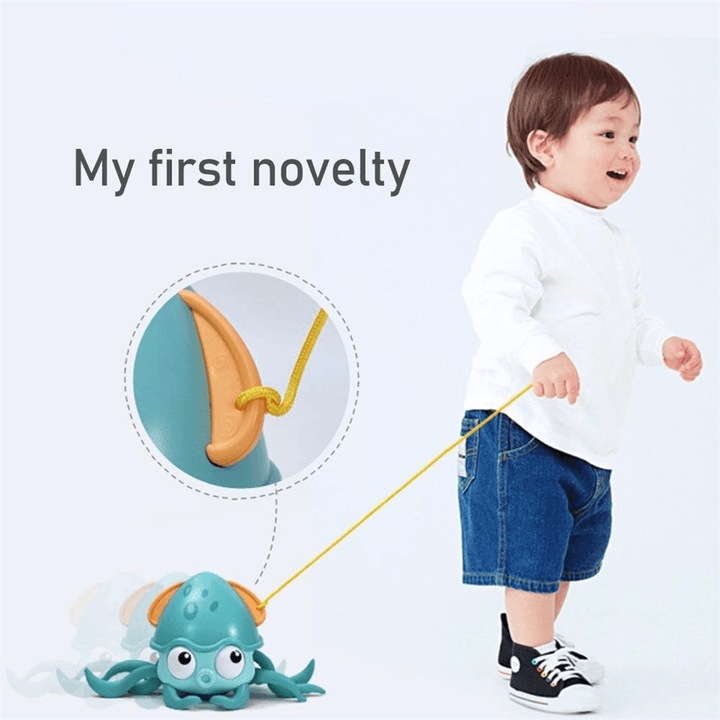 Amphibious Drag and Playing Octopus on the Chain Bathroom Water Toys Matchmaking Baby Crabs Clockwork Bath Toys Walking Octopus - MRSLM