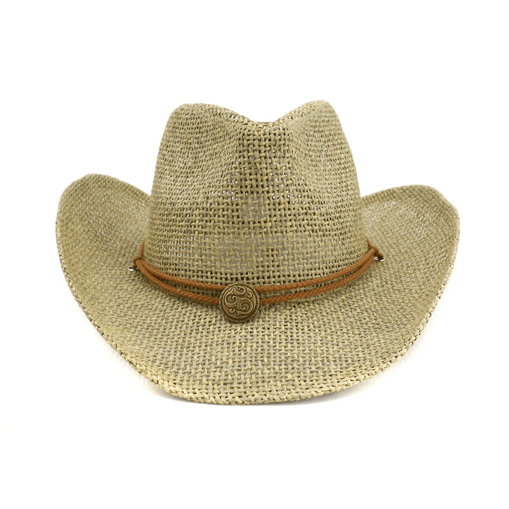 Western Cowboy Straw Hat Top Hat Outdoor Beach Hat - MRSLM