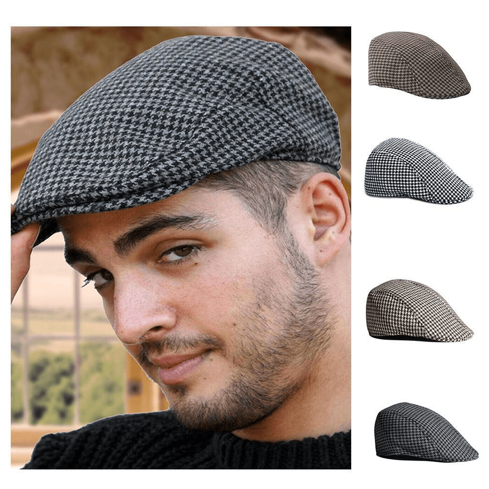 Grid Parent-Child Woolen Beret Casual Houndstooth Hat - MRSLM