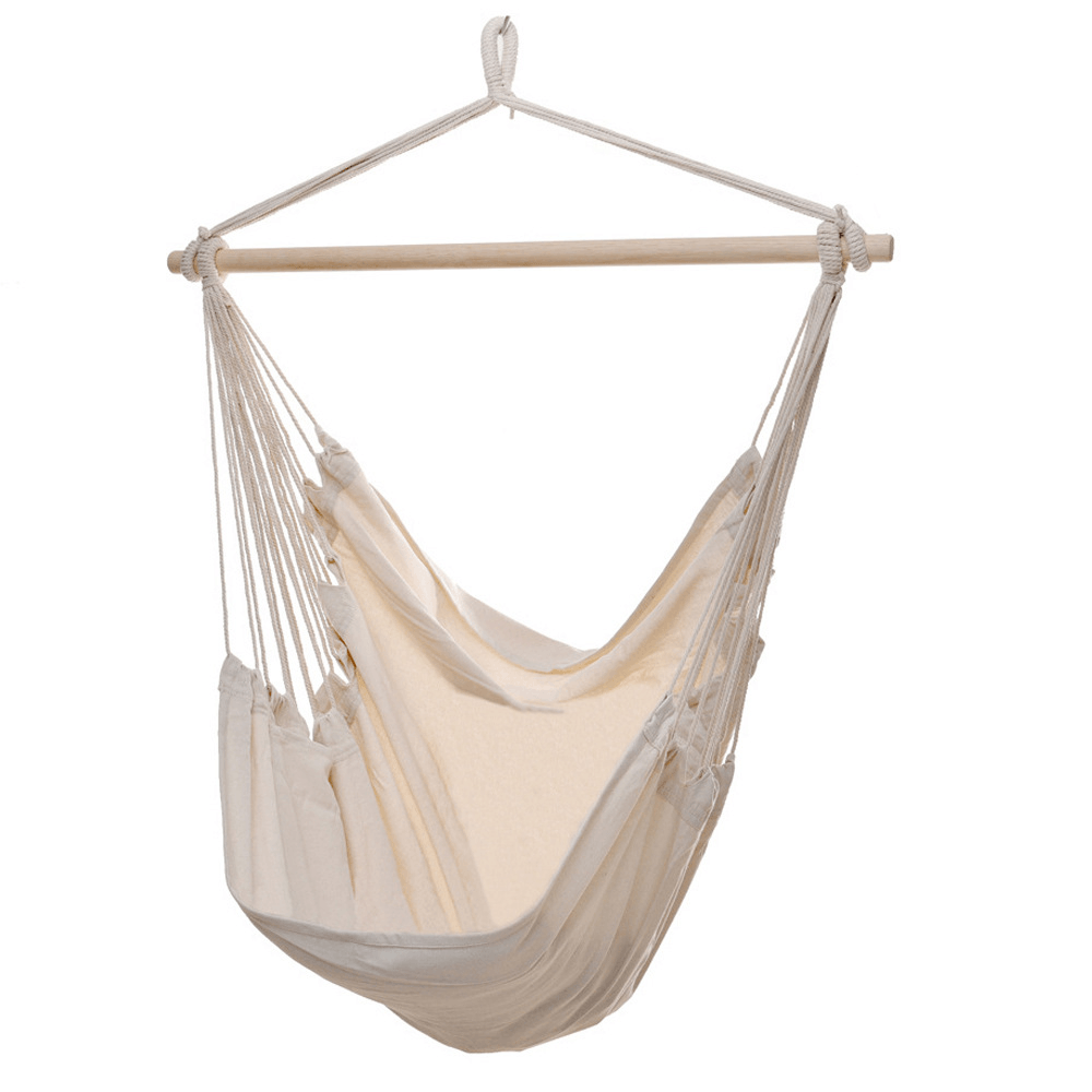 Tassel Hammock Rollover Prevention Canvas Swing Chair Hammock Hanging Seat Rope Porch Patio Garden Indoor Outdoor 100*130CM - MRSLM