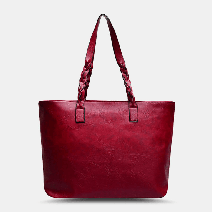 Women Tassel Decoration Tote Large Capacity Woven Handle Handbags Shoulder Bag - MRSLM