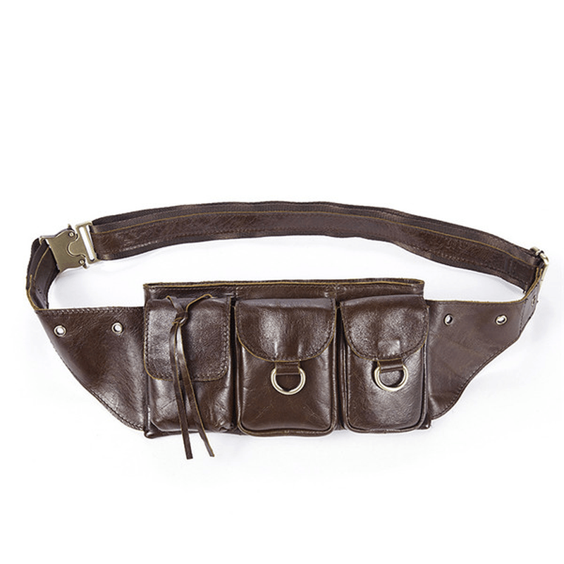 Men Vintage Genuine Leather Waist Bag Durable Retro Crossbody Bag - MRSLM