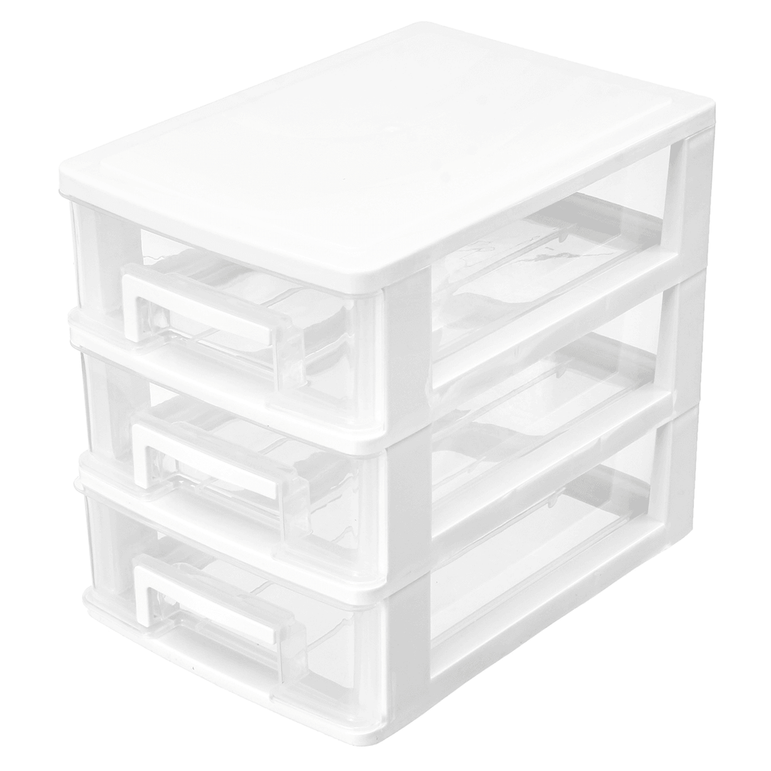 2/3 Layer Drawer Transparent Desktop Plastic Mini Cosmetics Parts Storage Box - MRSLM