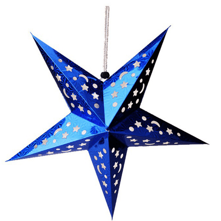 45Cm Christmas Laser Paper Star Hanging Decoration Folding Handmade 3D Pentagram Christmas Decor - MRSLM