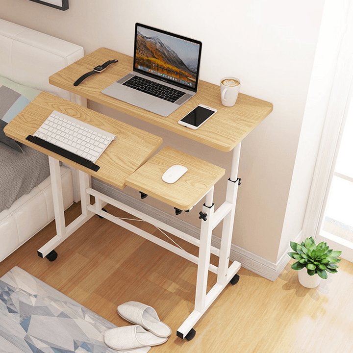 Lifting Laptop Table Adjustable Height Desk Standing Computer Table with Wheel Mobile Bedside Table for Home Office - MRSLM