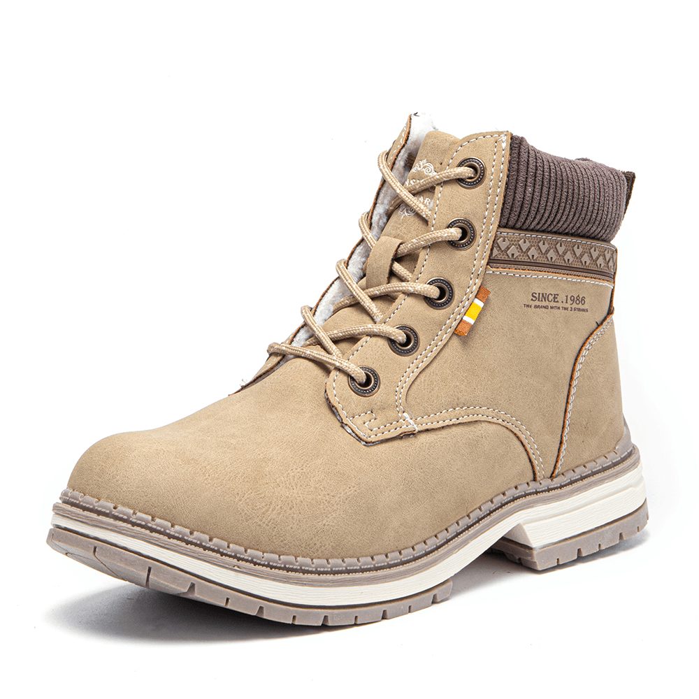 Women Outdoor Warm Lining Lace up Winter Snow Short Boots - MRSLM